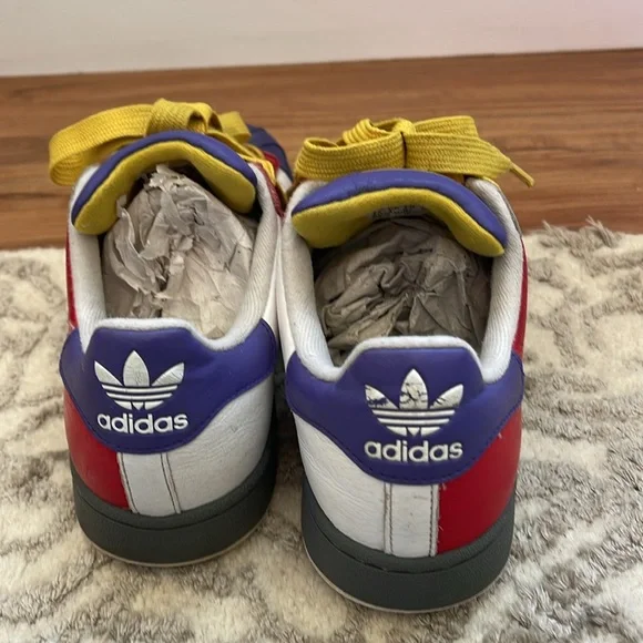 Adidas Superstar 2 Sneakers Boys Size 4.5 Red Purple Colorful Casual Shoes - Picture 4 of 10